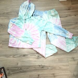 SO Tie-Dye Hoodie and Joggers Set - Pastel Blue and Pink